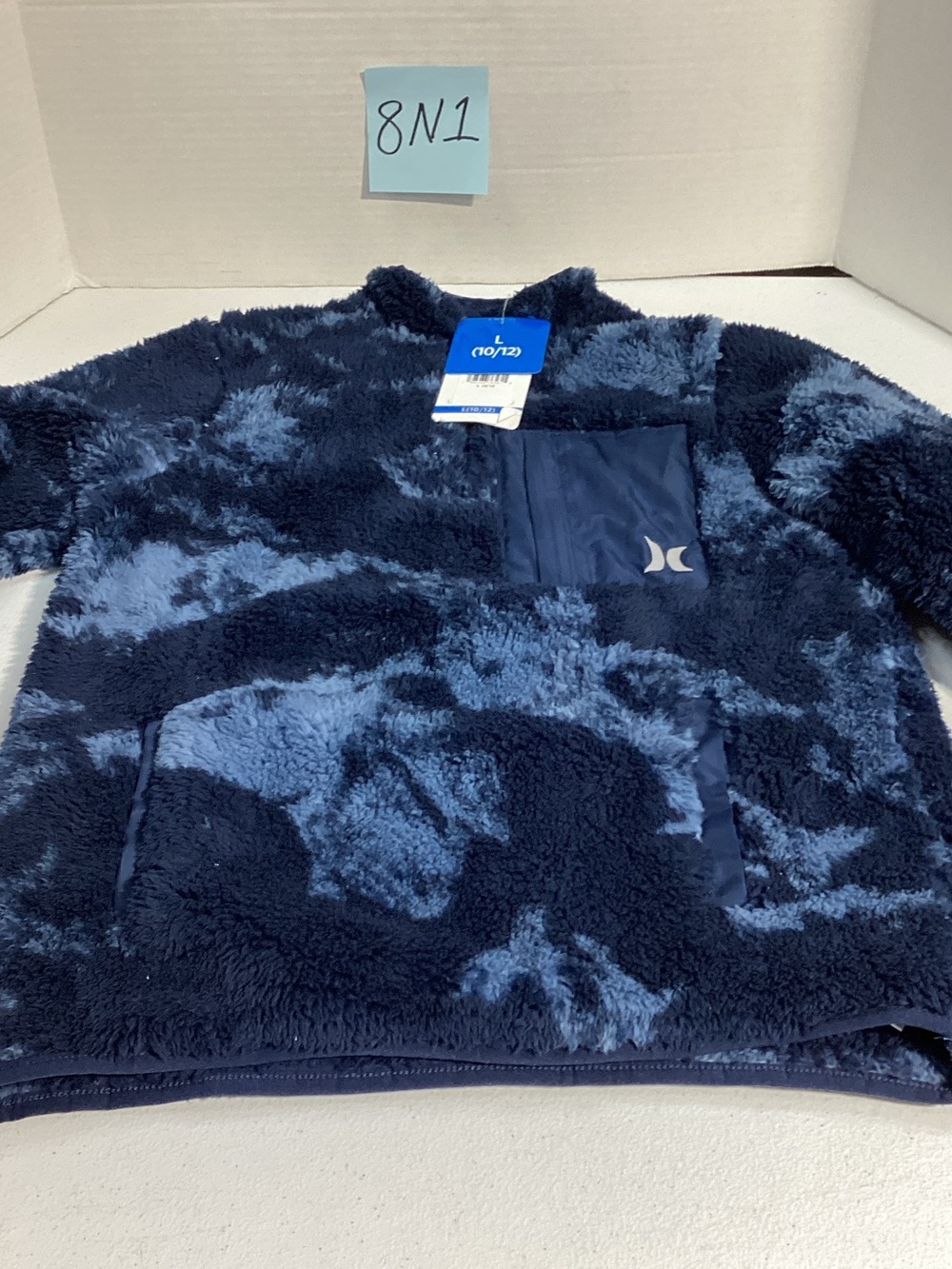 Hurley Kids Navy and Light Blue Plush Pullover Jacket